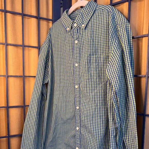 Crewcuts Kids Blue & Green Gingham boy's Button-Down Shirt – Size 14 - Picture 2 of 5